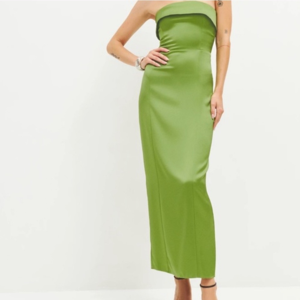 Reformation Satin Johan Dress in Saguaro